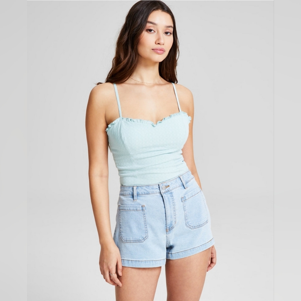 And Now This Sweetheart Neck Bodysuit Juniors XXS Baby Blue